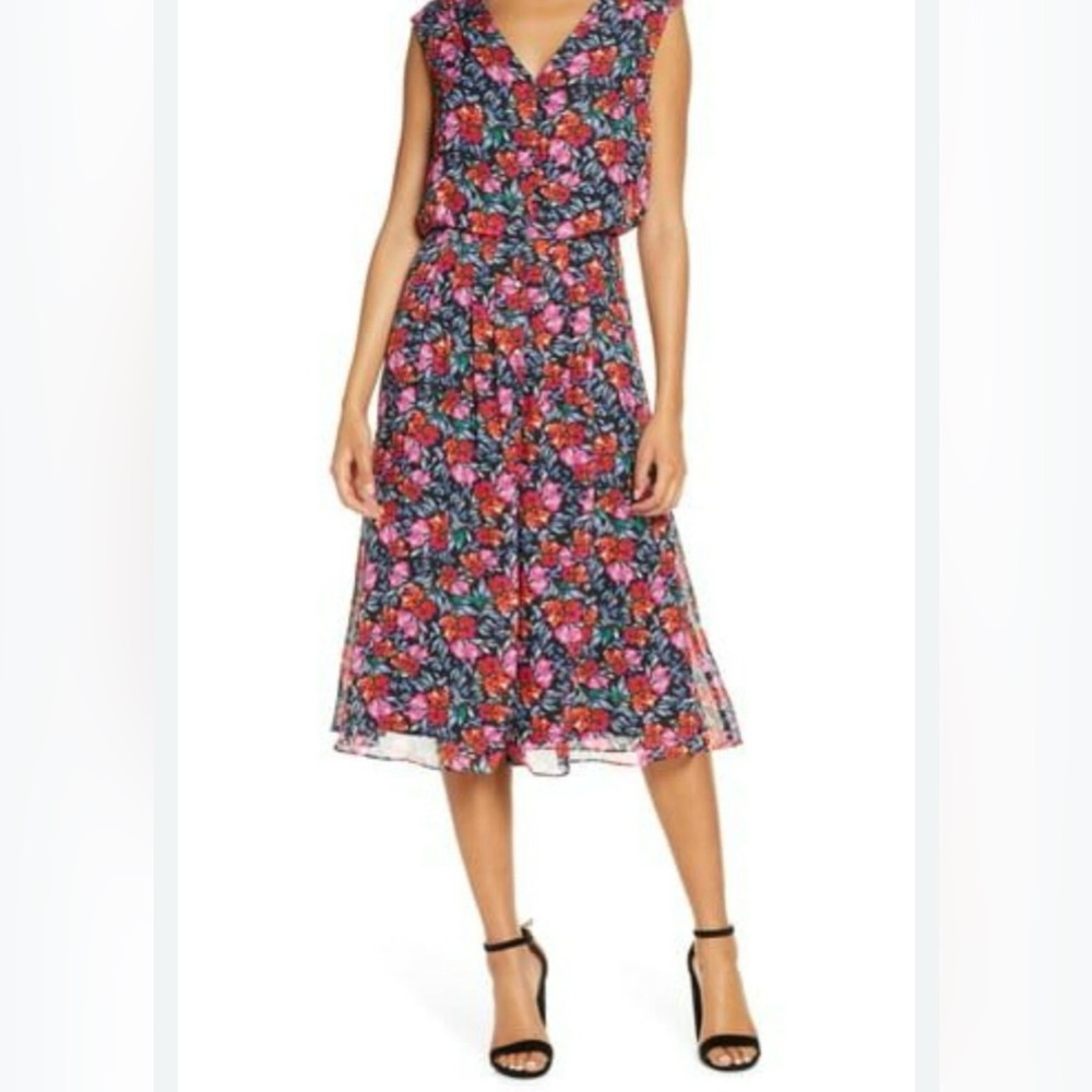 Donna Ricco Vibrant Floral Midi Dress